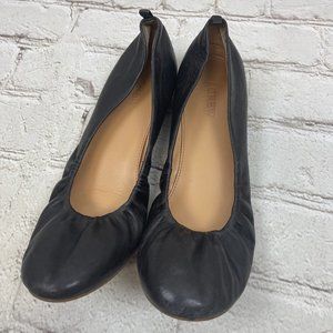J.CREW Women's Black Leather Anya Ballet Flats Side 9 B